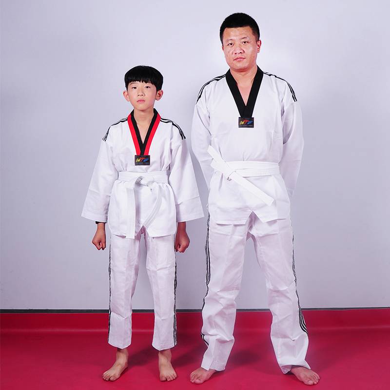 Children Taekwondo clothing summer pure polyester cotton adults have short -sleeved male and female beginners training summer Taekwondo clothing X