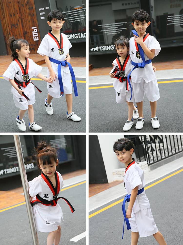the summer cuffs and t-shirts for children in taekwondo