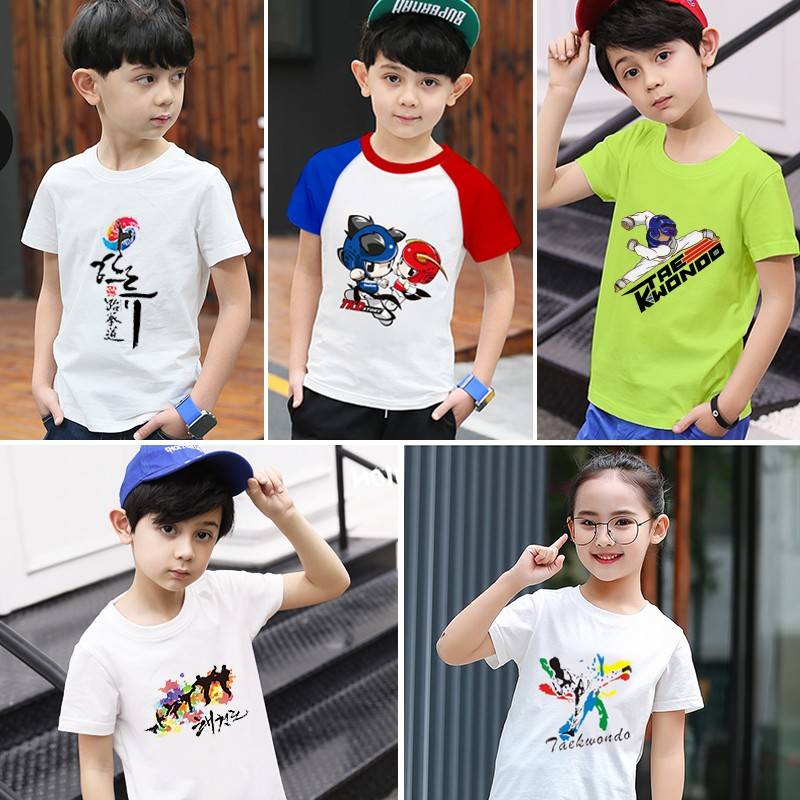 taekwondo t-shirt short-sleeved t-shirts for summer training boys and girls in compassionate tailoring