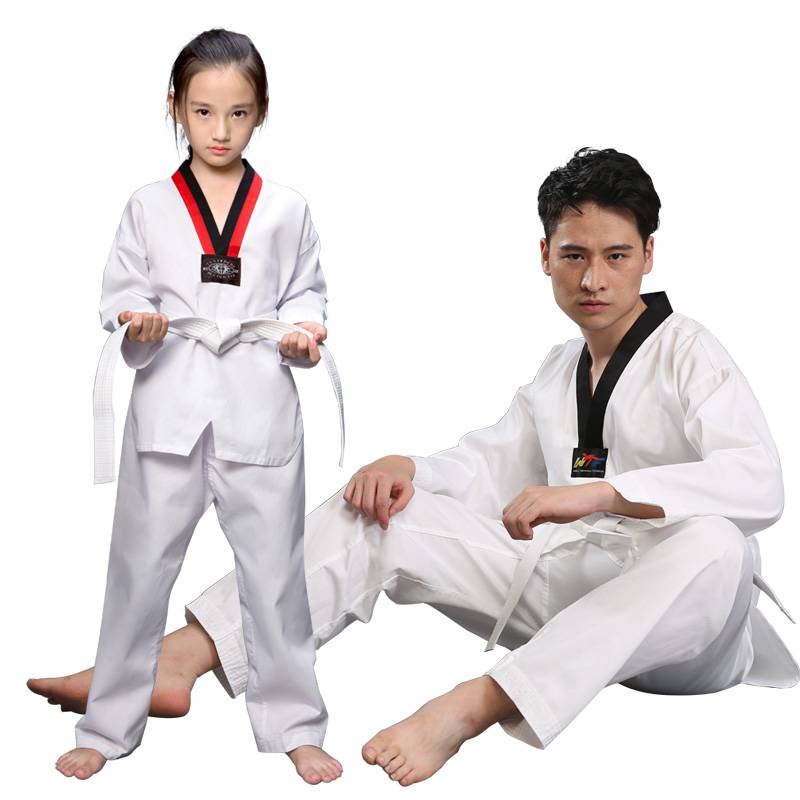 Men and women's Taekwondo clothing children's adult long -sleeved short -sleeved short -sleeved pure custom spring and summer Taekwondo clothing trousers