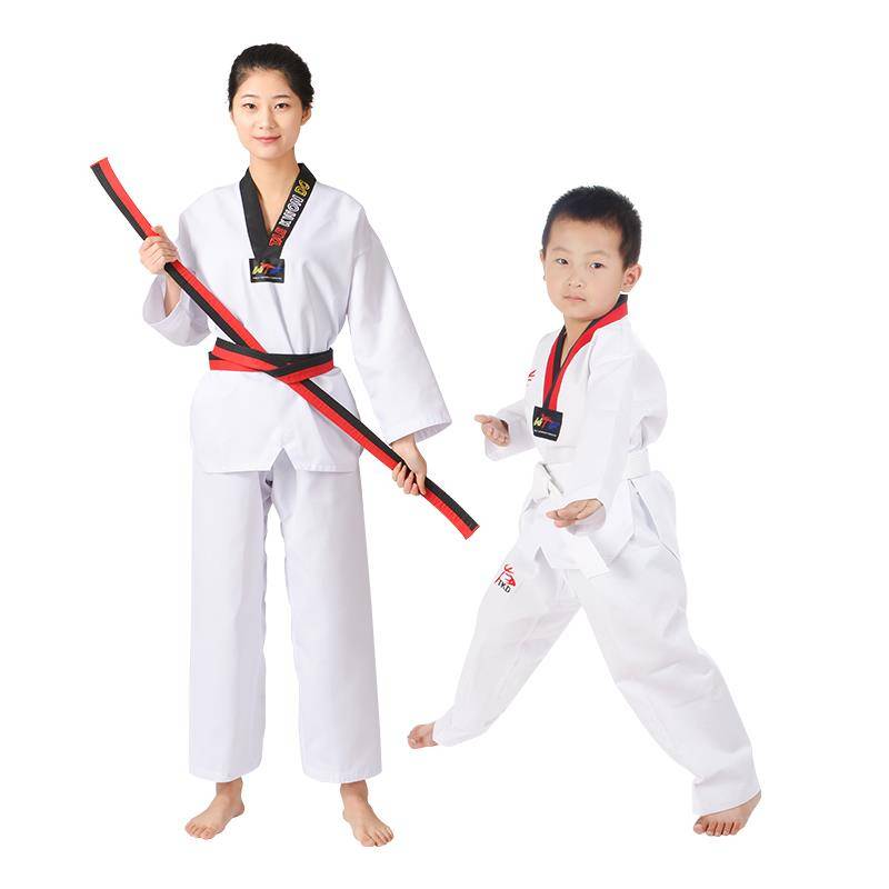 Pure cotton adult children Taekwondo clothing long -sleeved short -sleeved men and women Taekwondo clothing beginners training clothing printing