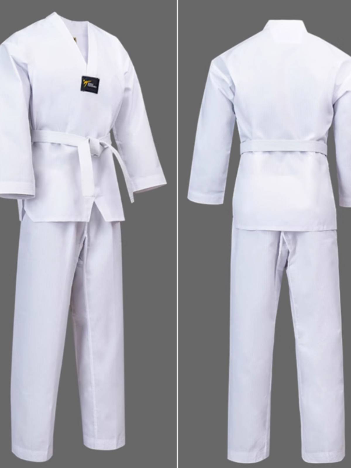 New white -collar Taekwondo clothing Children's pure cotton adult long -sleeved male and female college student training Taoist clothing thin summer clothing