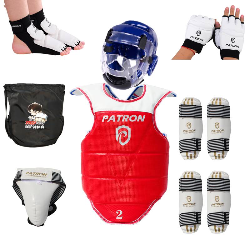 Protect God Adult Children Thick Taekwondo Protective Set Five -piece Five -piece Modeling Helmet Free Shipping Package