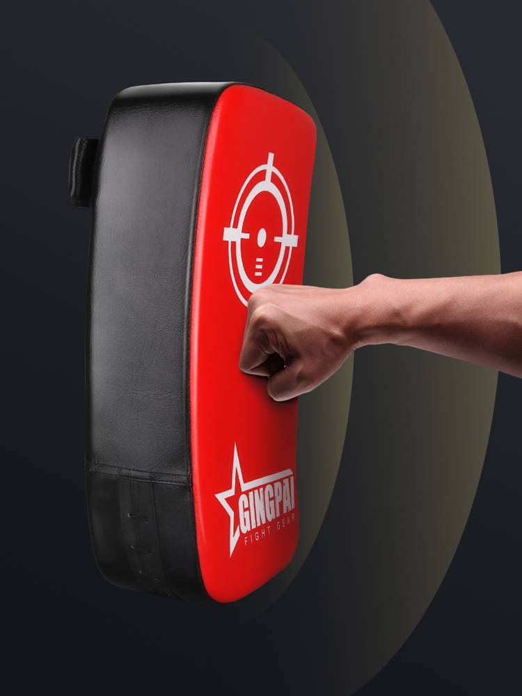 Taekwondo Foot Targeter with a child boxer and a kicker's escort for boxing training