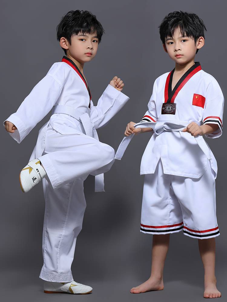 Tekwondo children ' s professional training for beginners, adult college students, male and female short-sleeved short-sleeved clothes customised