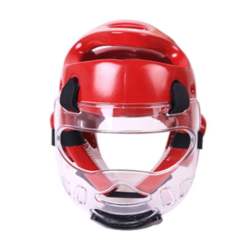Tekwondo's face-protective, transparent face-to-face
