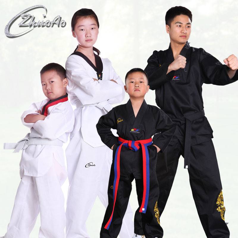 Zhuo Ao embroidered dragon black taekwondo coach Taoism children's adult taekwondo coach Taoist clothes and nunchakus can be customized