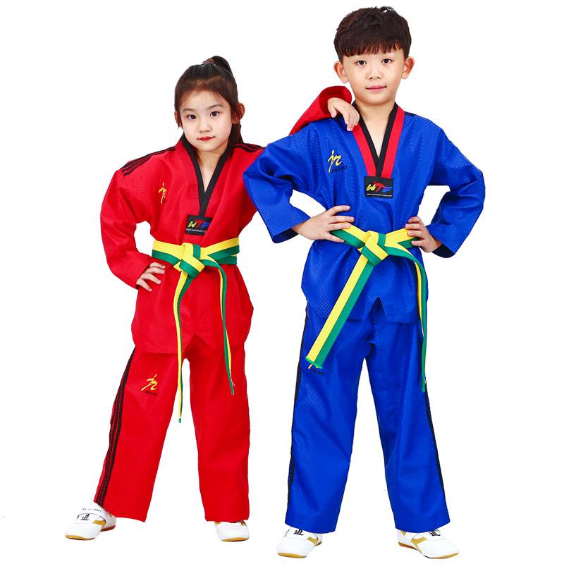 Children's Taekwondo clothing adult custom Dao clothing red blue black coach service men's and women's clothing training clothes full set