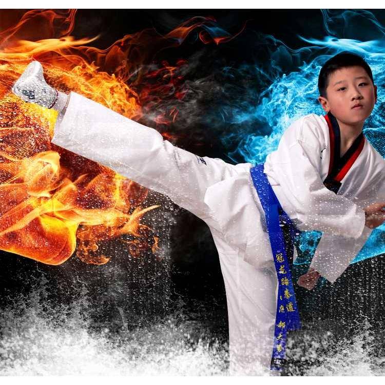 Tianquan adult children Taekwondo clothing long -sleeved short -sleeved men and women Taekwondo clothing beginners striped training suit
