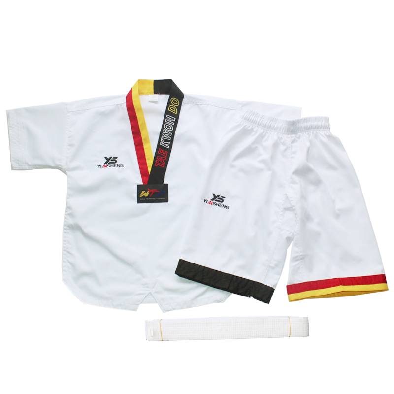 silver taekwondo for adult boys and girls with long sleeves and t-shirts customized for white beginners in full cotton training