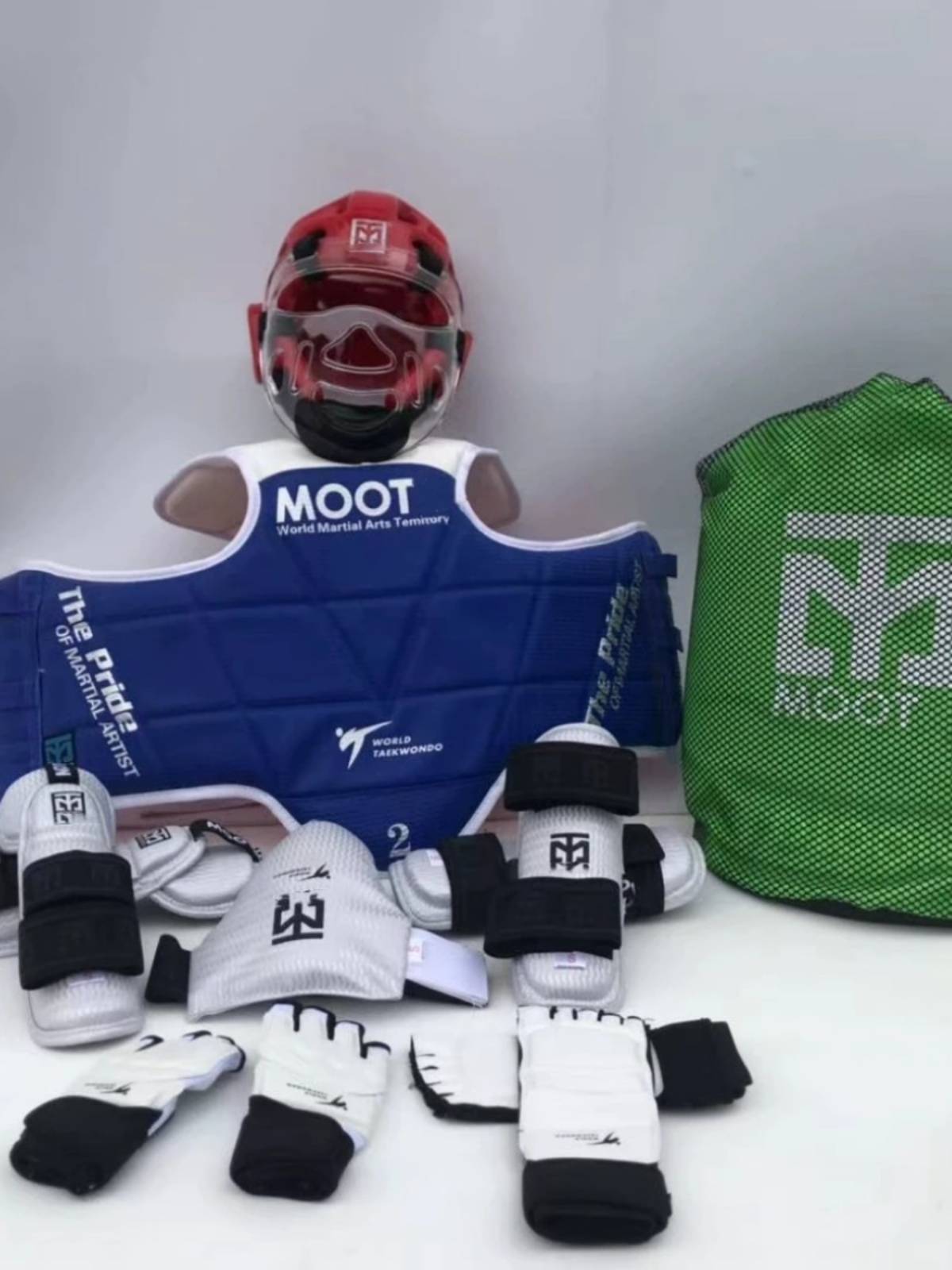 MOOT Taekwondo Protective Full Set Water Pattern Six -piece Set Eight -piece Mask Adult Children's Training Protector