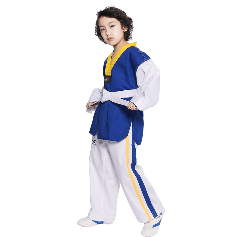 Holy Dynamic Taekwondo clothing Children Adult Men's Women's Clothing Taoist Delivery Corporation Correctional clothes yellow blue BSE095