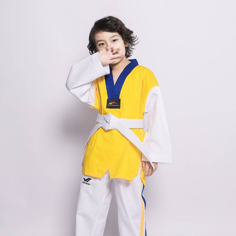 Holy Dynamic Taekwondo clothing Children Adult Men's Women's Clothing Taoist Delivery Corporation Correctional clothes yellow blue BSE095