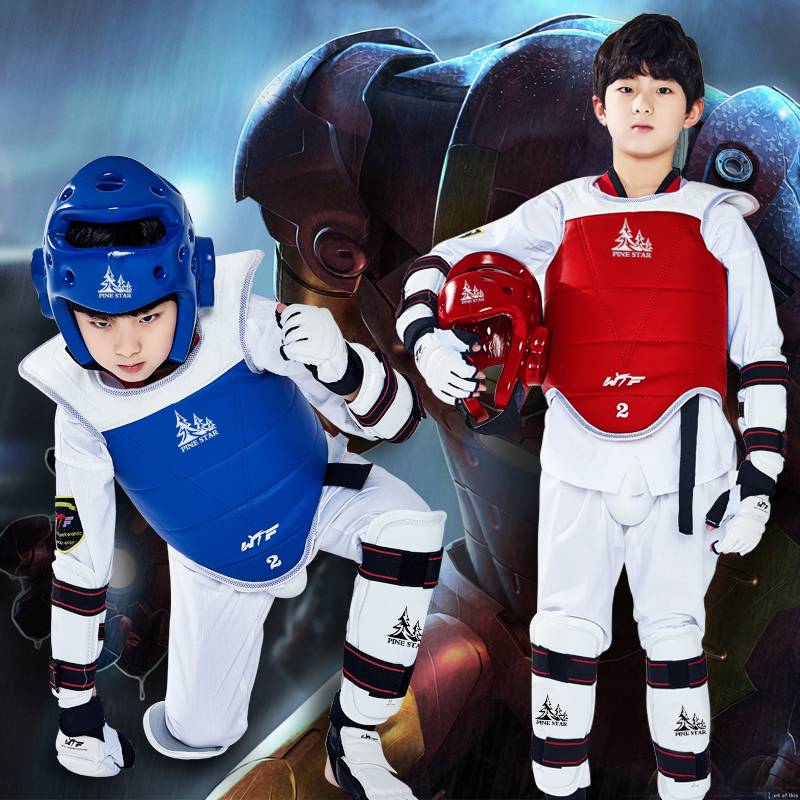 Pinestar Taekwondo Protective Full Set Children's Adult Five Eight -piece Set Thicked Training Competition Actual Combat