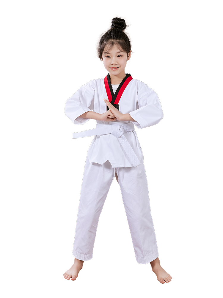 New white -collar Taekwondo clothing Adult Children Children Children Children Long -sleeved Thin Summer Men and Female College Student Custom Taoism