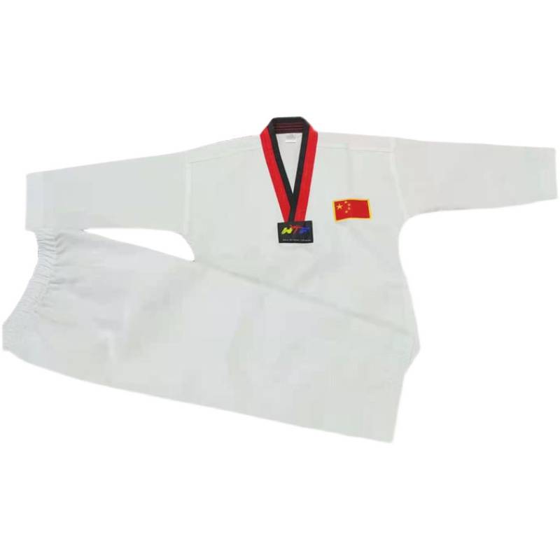 The long-sleeve knuckle boxing suit for adult children is a white, custom-made print embroidery, and the factory sells pure cotton