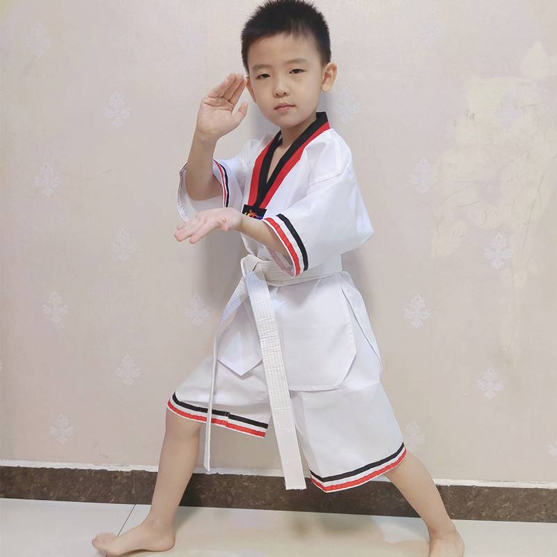 Taekwondo dress for adult children in pure cotton short sleeves and for men and women in summer taekwondo training