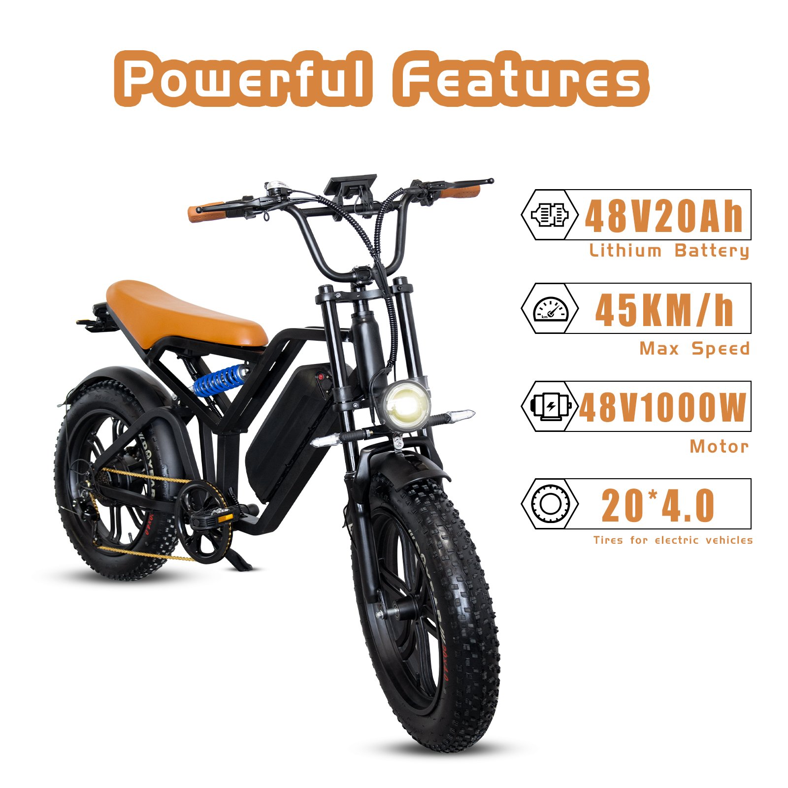 Electric Bike Hub Motor Fat Tire Bicycle High Power Ebike 4.0inch Tire 48v 500w City Bike Long Range Retro E-bike