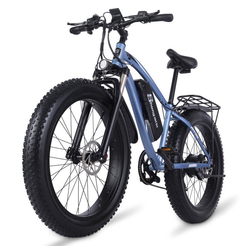 SHENGMILO 3-Speed Hydraulic Disk Brakes 7-Speed 26 Inch Fat Tire Full Suspension Aluminium Alloy Frame Electric Mountain Bike