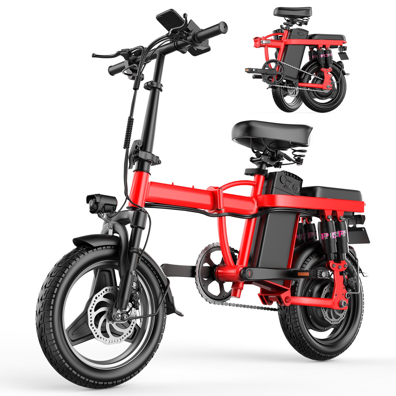 500W 45KM/h Folding Electric City Bike Shock Absorption Adult All Terrain Mountain Fat Tire Bike Model All Terrain Mountain Bike