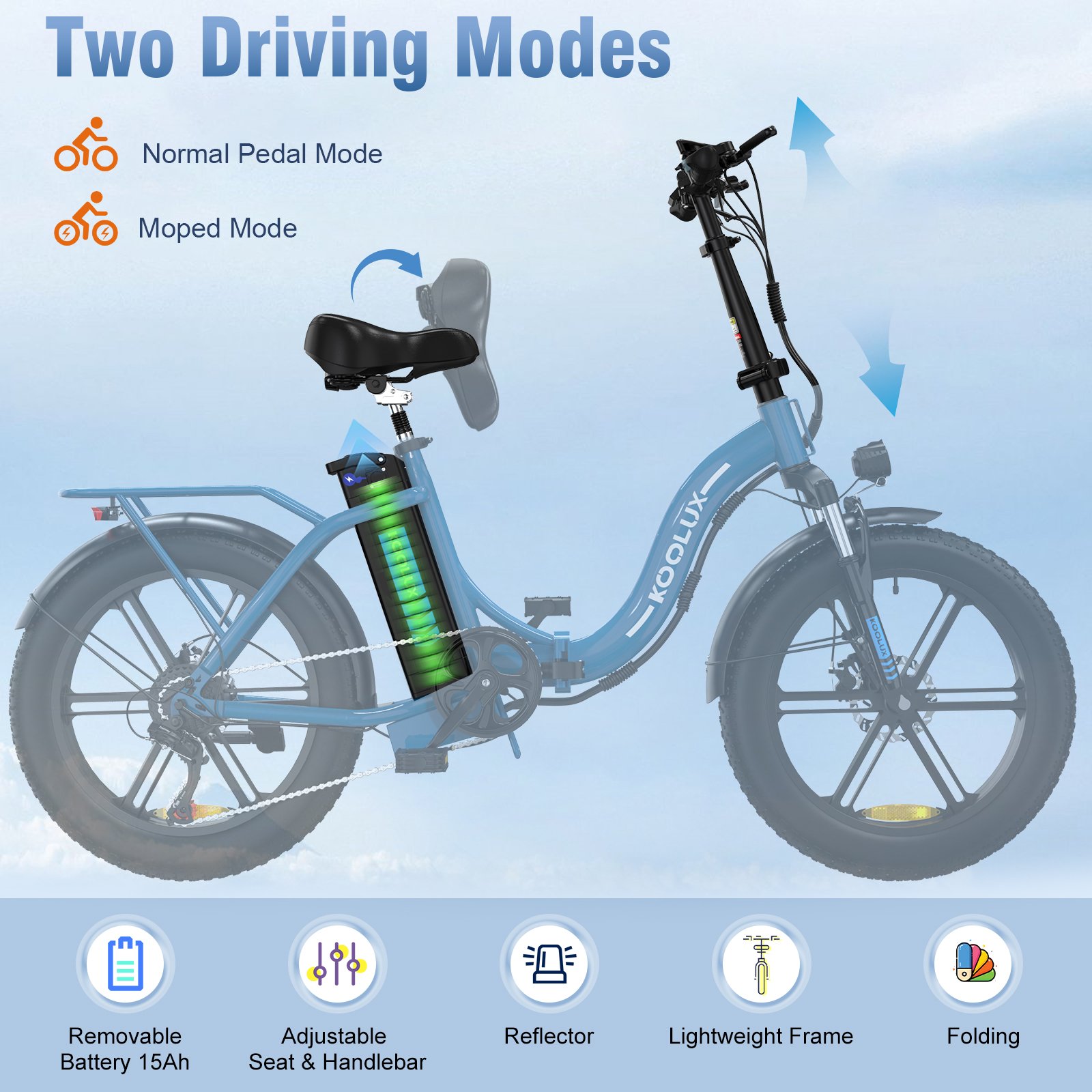 EU Warehouse BK6S 20*4 Inch Electric City Folding Bike 48 V 15Ah Removable Battery 7 Gears Off-Road Mountain E-Bike Men Women