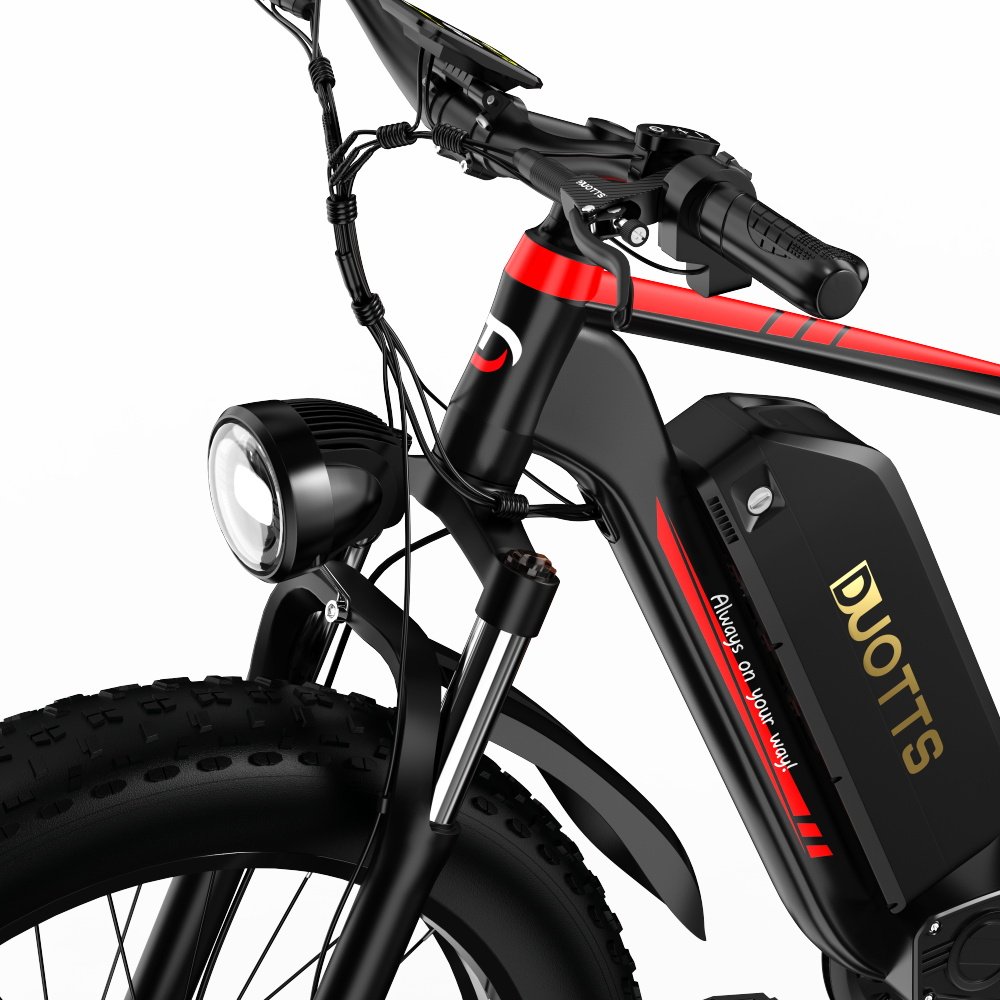 DUOTTS 750W*2 Motor Full Suspension Aluminum Alloy Body 48v 20ah Lithium Battery Electric Hybrid Bike Fat Tire Mountain Design