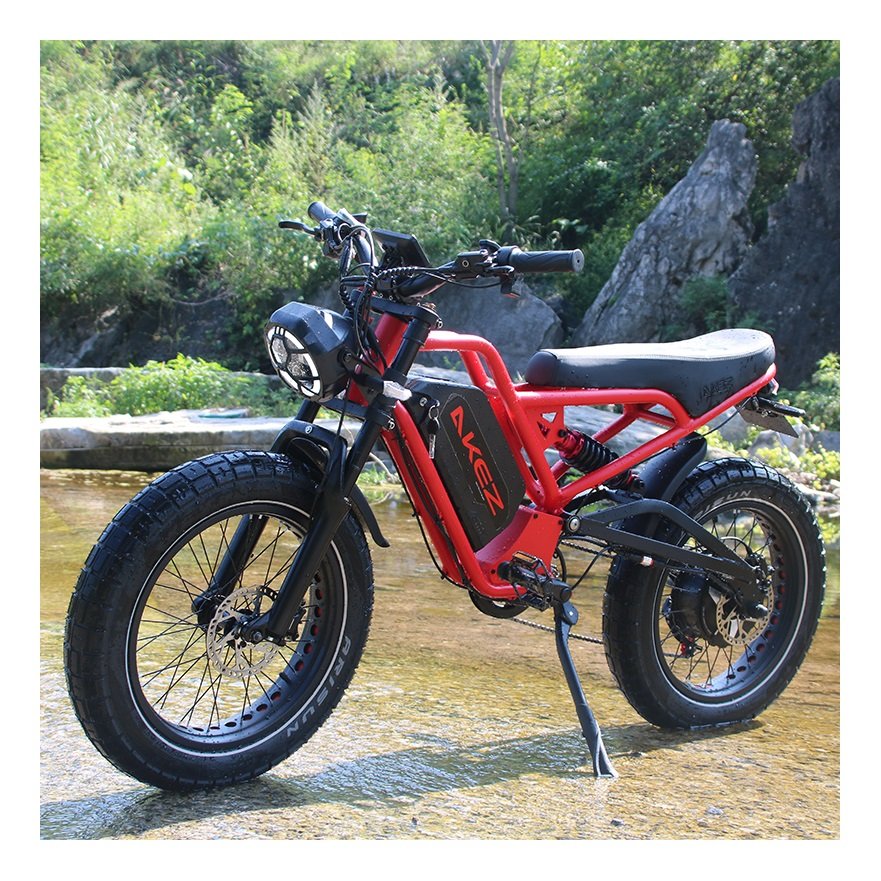 US Warehouse 52V 1500W Fat Tyre Ebike Akez 52V Full Suspension Electric Fat Tire Motocross Mountain E Cross Bike Bicycle 25Ah
