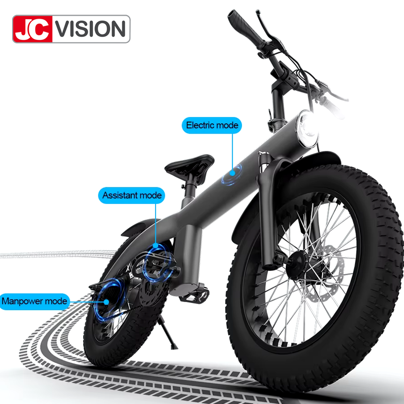 JCVISION Custom Aluminum Alloy off ridding 20 inch Off Road Tires e bicycle Lithium Battery Climb Angle 25 Folding Electric Bike