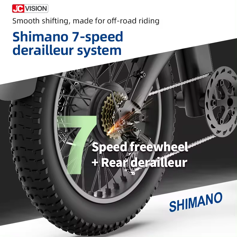 JCVISION Custom Aluminum Alloy off ridding 20 inch Off Road Tires e bicycle Lithium Battery Climb Angle 25 Folding Electric Bike