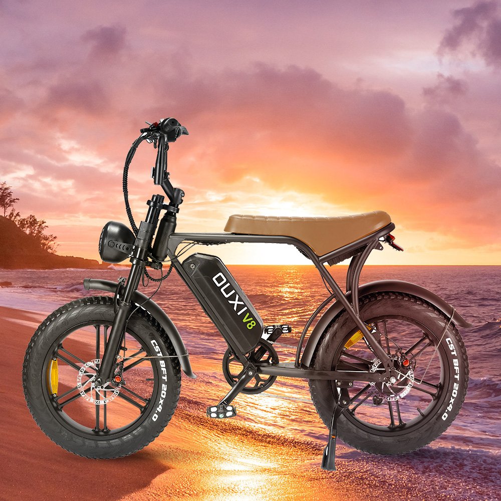 OUXI V8 20 inch Electric Fat Bike 500W full suspension snow beach electric mountain bike fat tire ebike