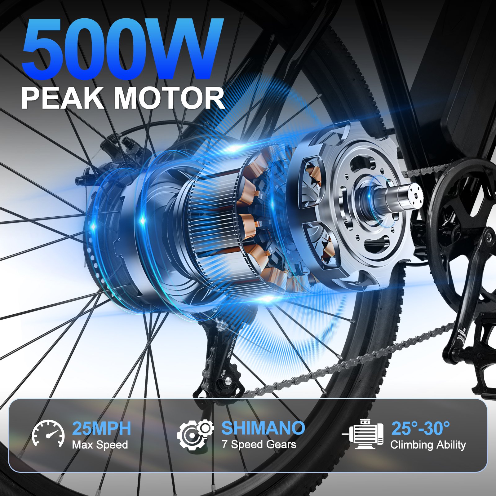 2024 New Design 500W 27.5 Inch Electric City Bike 48V 10.2Ah Battery 7 Speed City Electric City Bike Electric Bike
