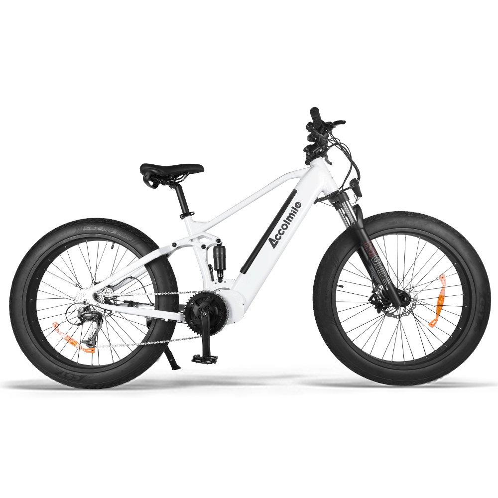 Accolmile chinese 26 inch 48v 1000 watt full suspension mountain electric bike Bafang mid drive motor emtb 1000w