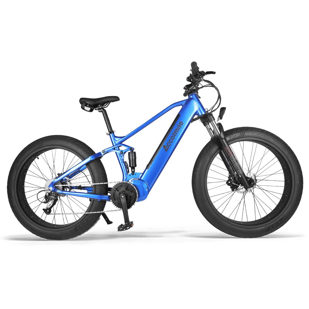 Accolmile chinese 26 inch 48v 1000 watt full suspension mountain electric bike Bafang mid drive motor emtb 1000w