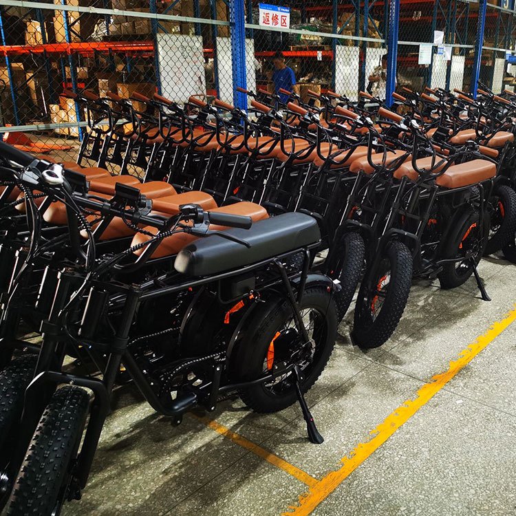 Fast Delivery E-bike Vintage 20'' Fat Tire Mountain Bike Two Seat Electric Fatbike High Power Off Rode Electric Bicycle