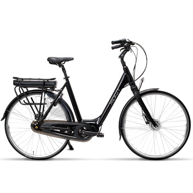 One step through electric lady bike 24inch electric city bicycle with removable rear battery mid drive motor urban ebike