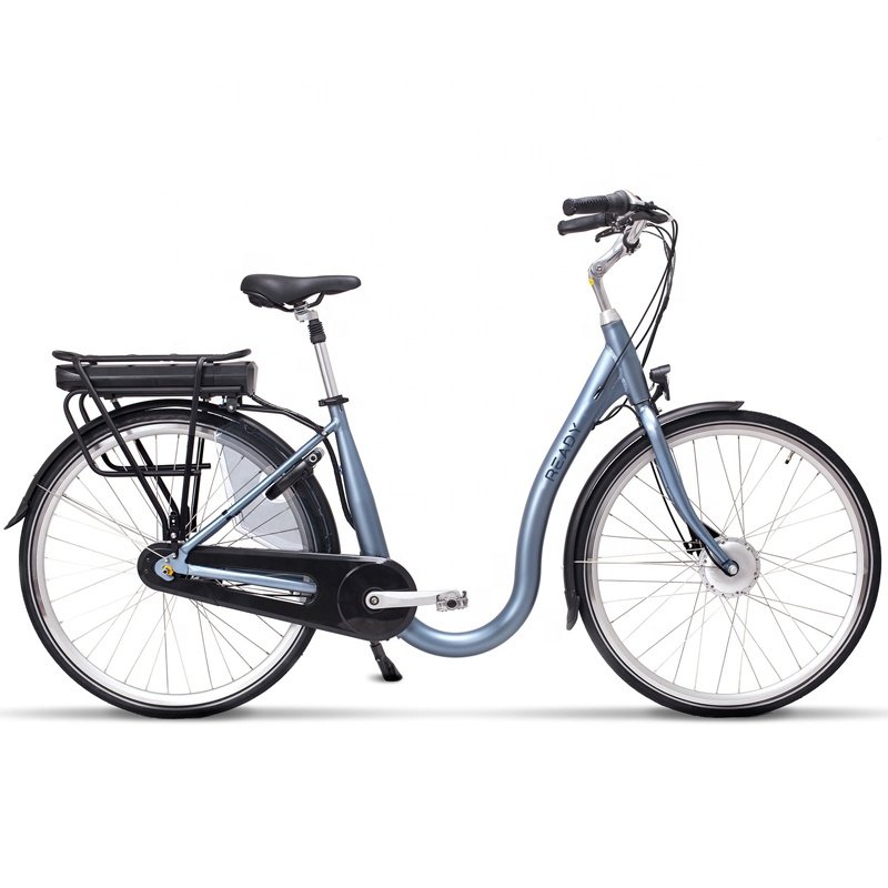One step through electric lady bike 24inch electric city bicycle with removable rear battery mid drive motor urban ebike