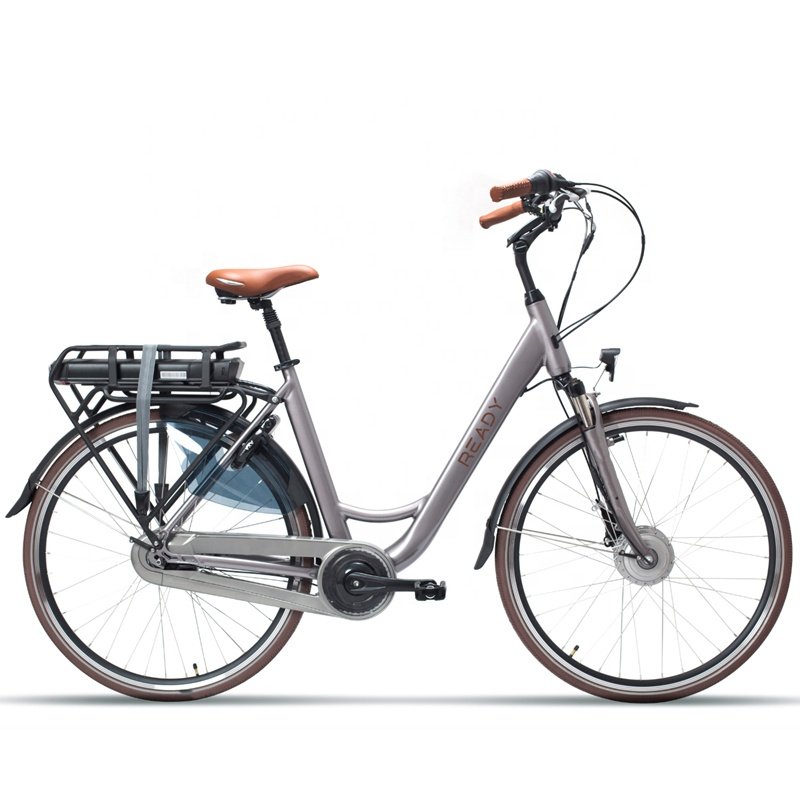 One step through electric lady bike 24inch electric city bicycle with removable rear battery mid drive motor urban ebike