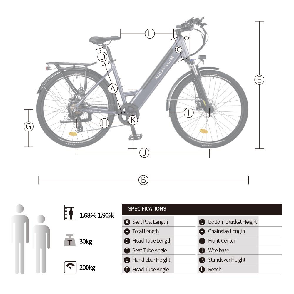 NAKXUS 27M201 Electric City Bike 350W 48V 10.4Ah 100km Range Aluminum Central Motor Hydraulic Damping Electronic Sensor Lithium