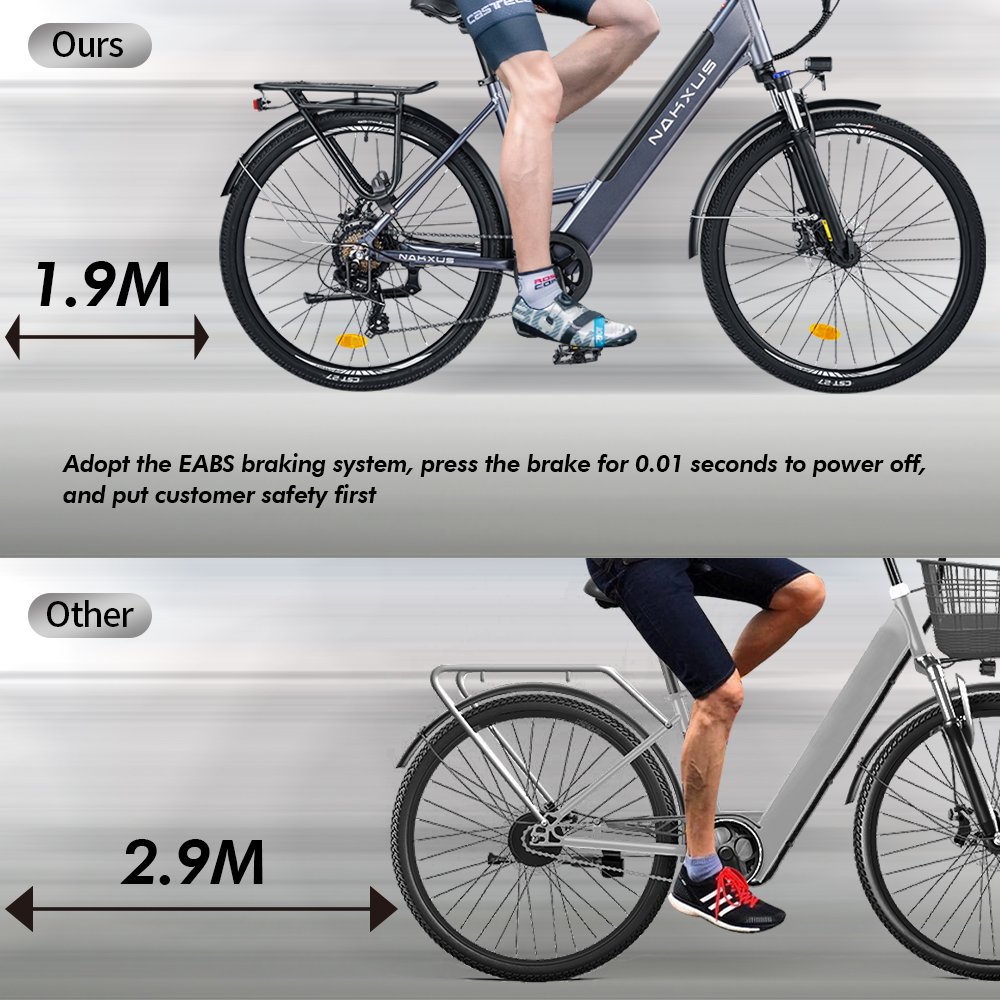 NAKXUS 27M201 Electric City Bike 350W 48V 10.4Ah 100km Range Aluminum Central Motor Hydraulic Damping Electronic Sensor Lithium