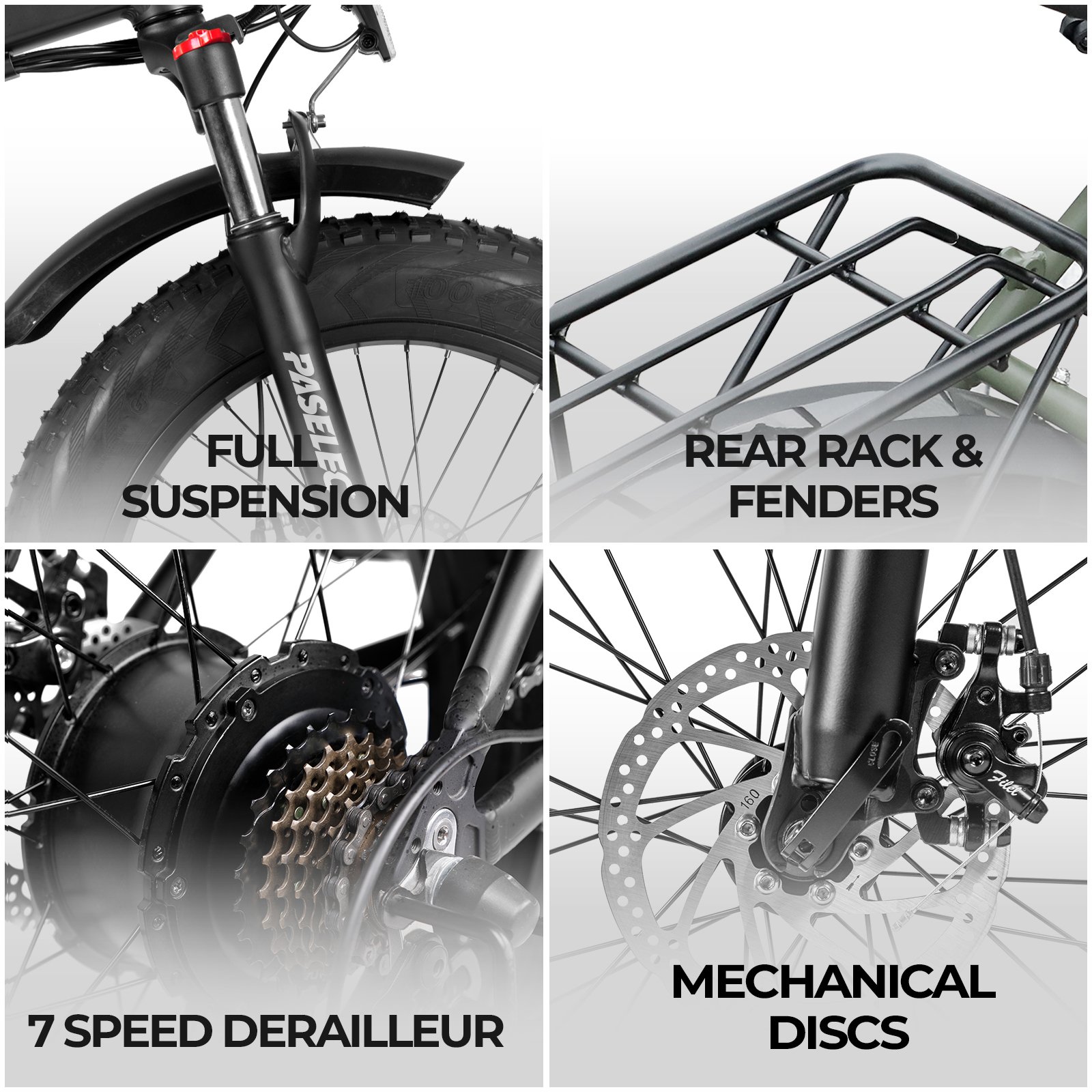 Paselec PX5 Electric Folding mountain bike 500W 48V 10.4Ah ebike 20"Aluminum alloy with Rack
