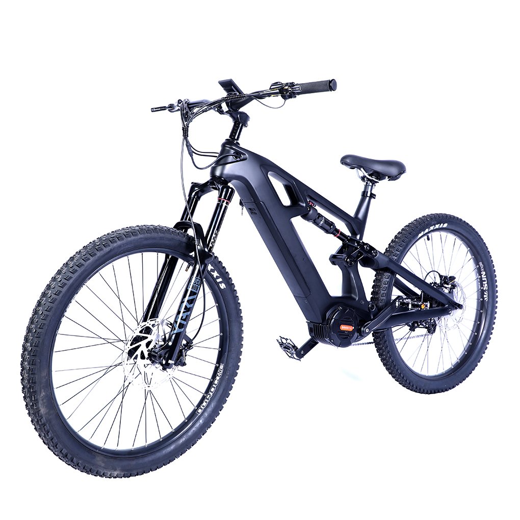Carbon Fiber Electric Mountain Bike 48V 1000W Full Suspension Electric Dirt City Bicycle 8fun MID Drive Off Road Ebike