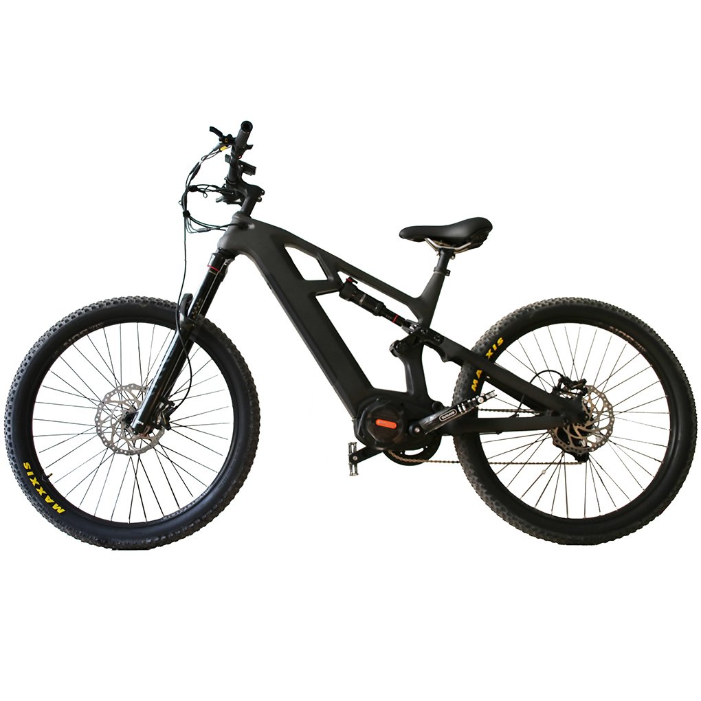Carbon Fiber Electric Mountain Bike 48V 1000W Full Suspension Electric Dirt City Bicycle 8fun MID Drive Off Road Ebike