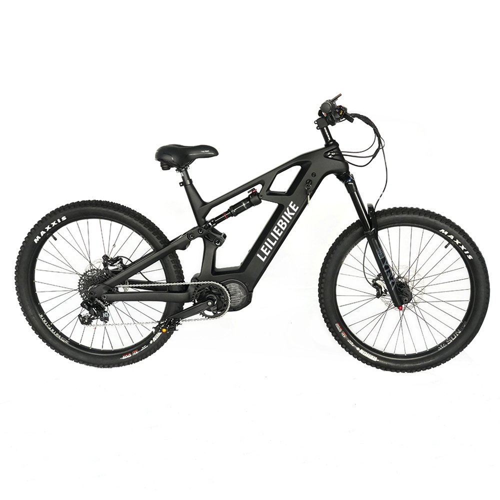 Carbon Fiber Electric Mountain Bike 48V 1000W Full Suspension Electric Dirt City Bicycle 8fun MID Drive Off Road Ebike