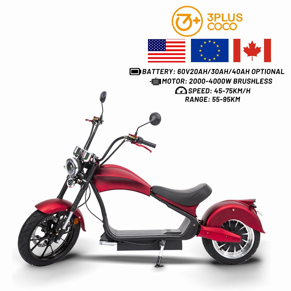 Electric Motorcycle Quiet Fast Speed 45MPH 4000W E Chopper Adult Scooters City Bike