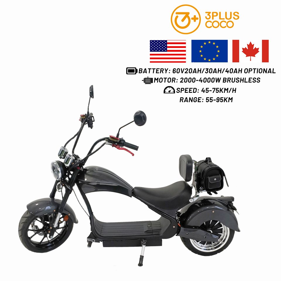 Electric Motorcycle Quiet Fast Speed 45MPH 4000W E Chopper Adult Scooters City Bike