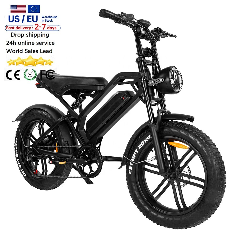 20 Inch V20 Electric bicycle 250W/500W/750W/1000W Motor Fat Tire E Bike Wheels Adult Cargo Electric Bike Mountain Bicycle ebike