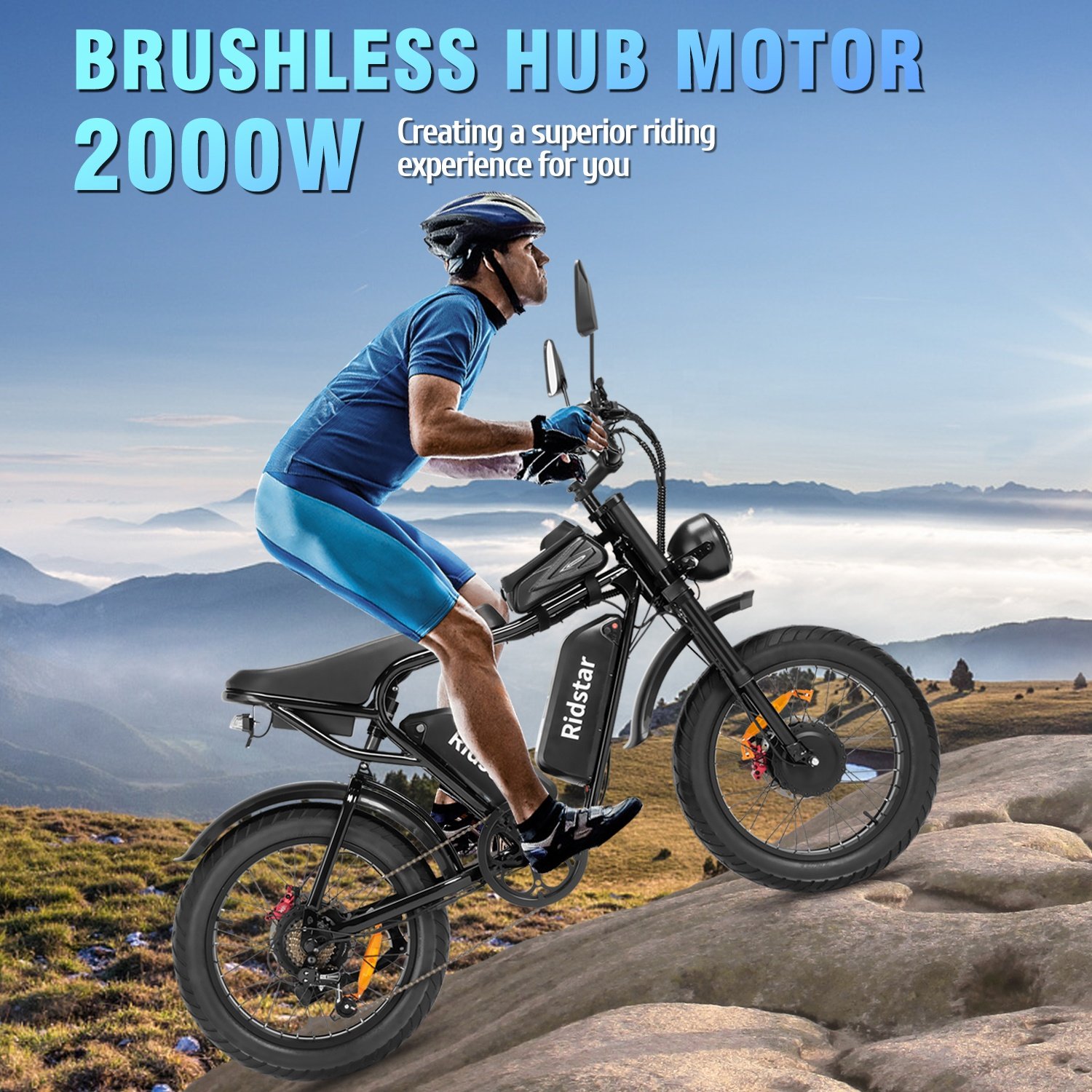 2000W Electric Road Bike Adults Double Battery 52V Hybrid Ebike 7 Speed Steel Cargo Dirt Mountain City Fat Tire Electric Bike