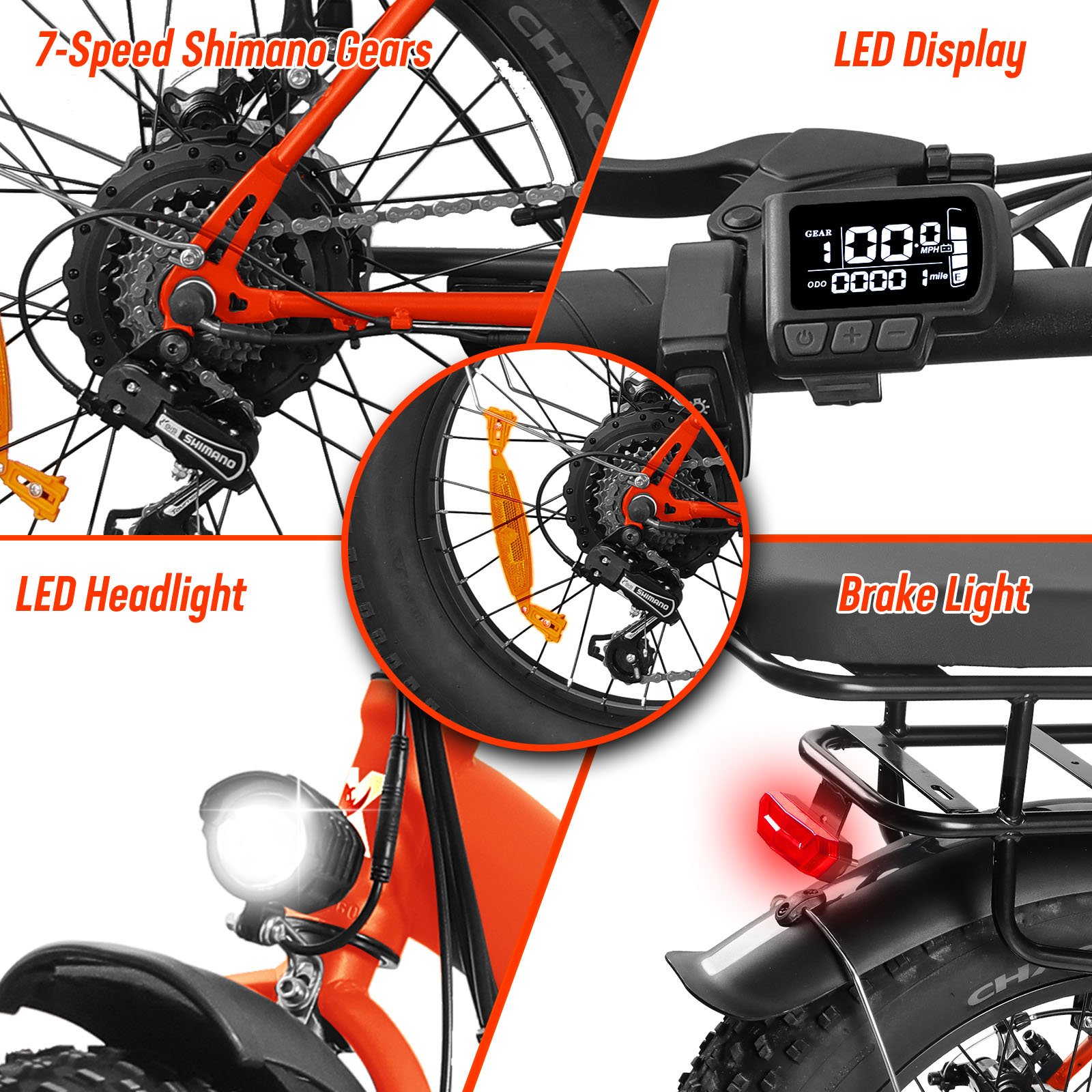 20x4" Fat Tire Electric Bike 500W 48V Electric Mountain Bicycle Beach Snow City Ebike