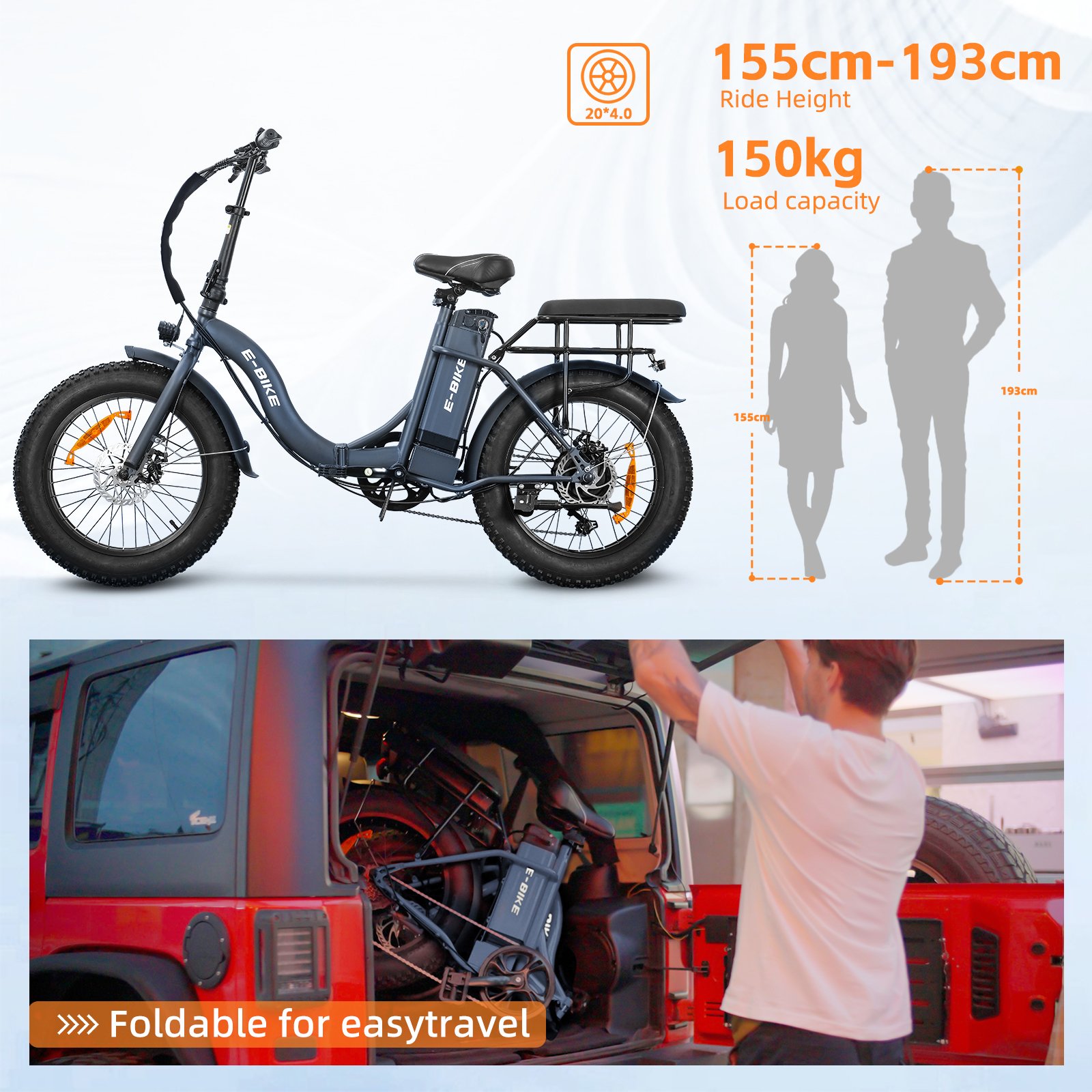 20x4" Fat Tire Electric Bike 500W 48V Electric Mountain Bicycle Beach Snow City Ebike