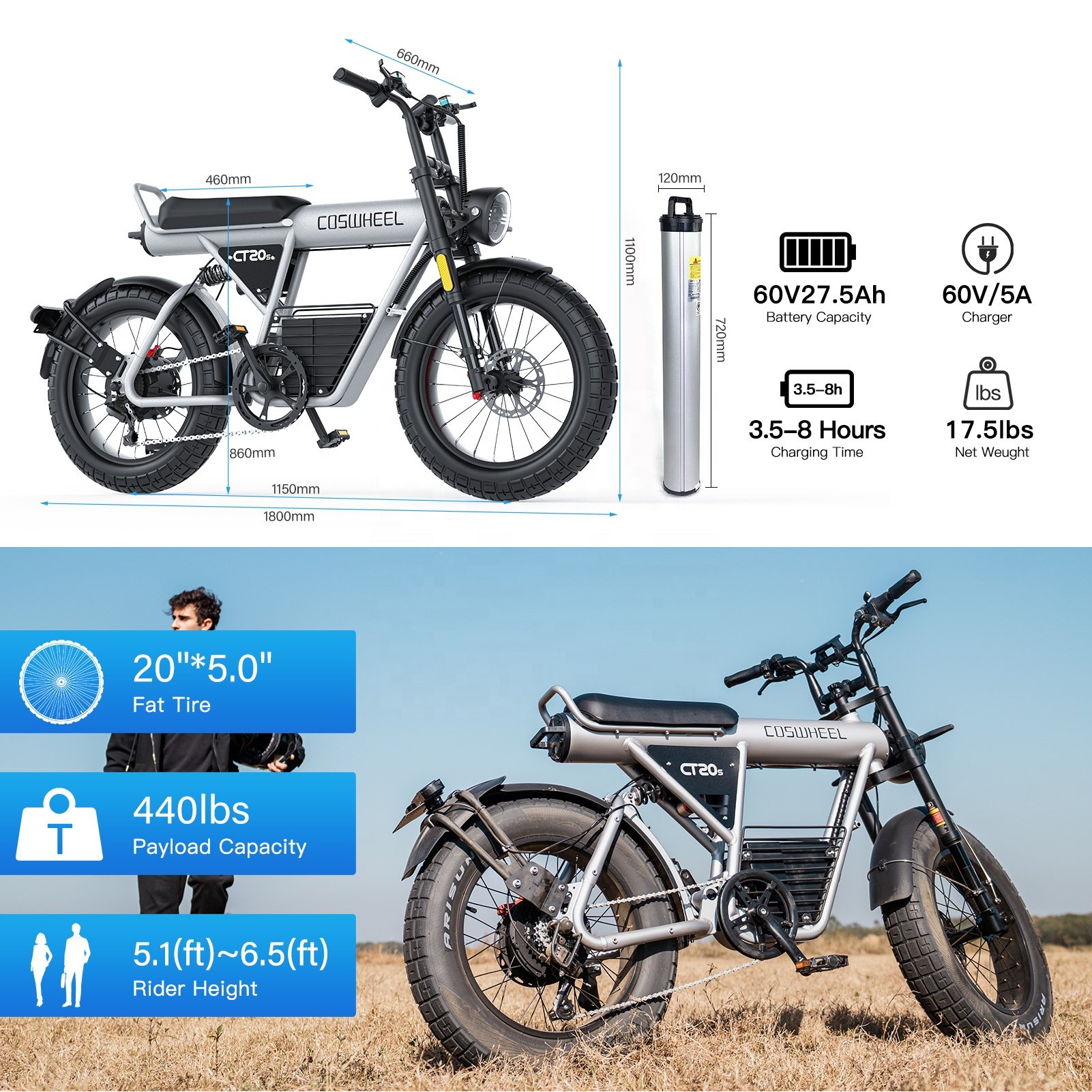 coswheel ct20s fat tire electric bike for adults 60v 2000w power fast ebike 50kmh high speed e dirt bike electric mountain bike